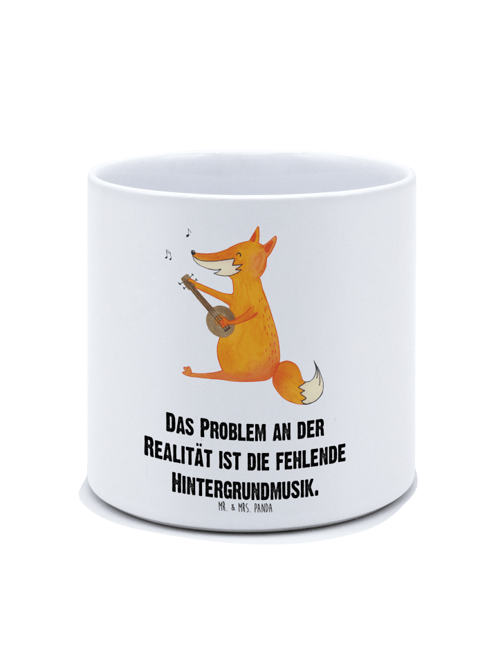 Großer Blumenkübel Fuchs Gitarre mit Spruch in Weiß