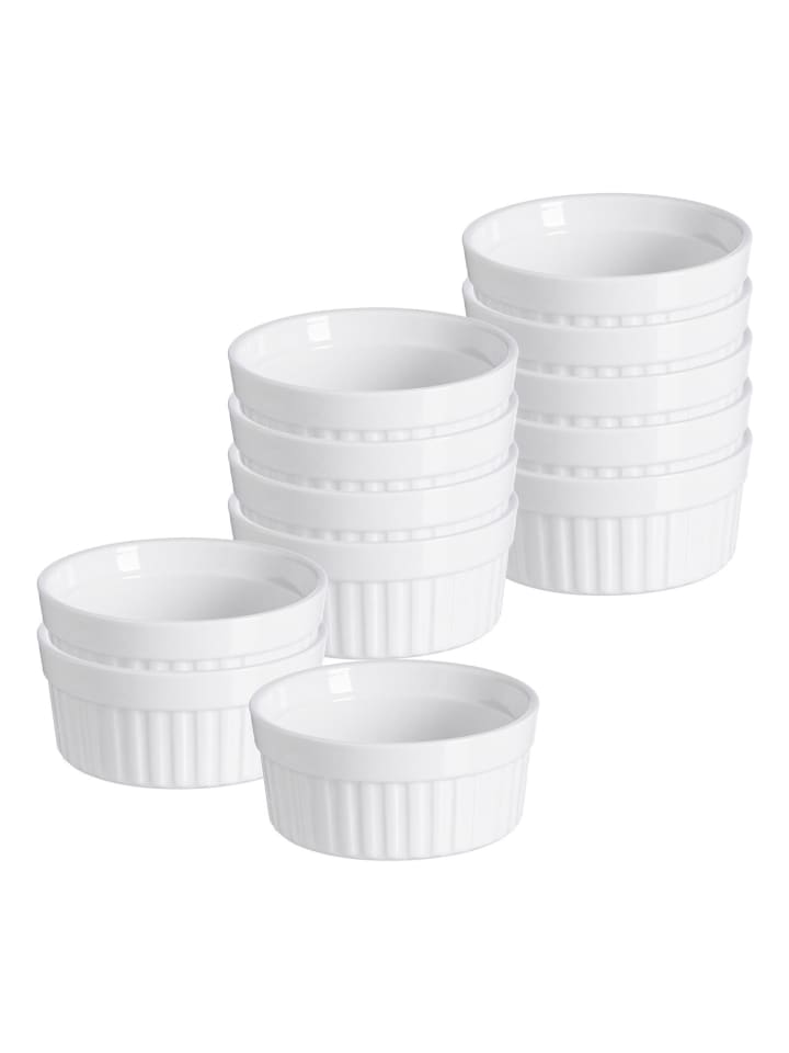 12er Set Auflaufformen Bianco in Weiß ø 11 cm