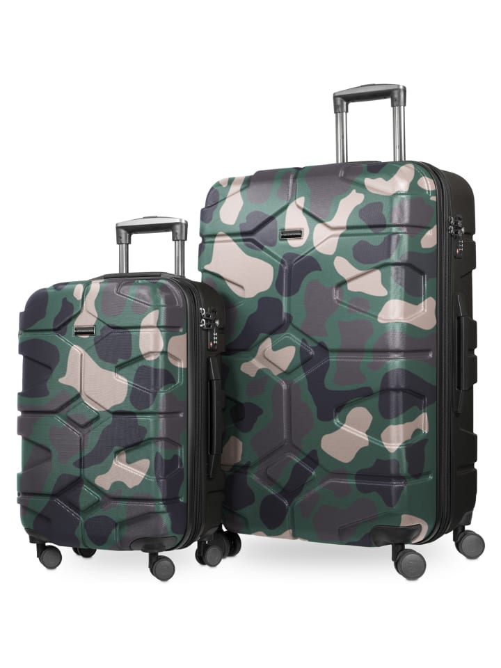 X-Kölln - 2er Kofferset Trolley-Set Rollkoffer, TSA, (S & L) in Camouflage
