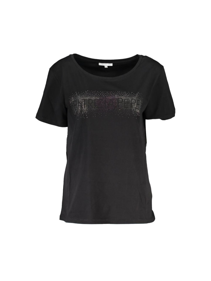 Schwarz Baumwolle Damen T-Shirt