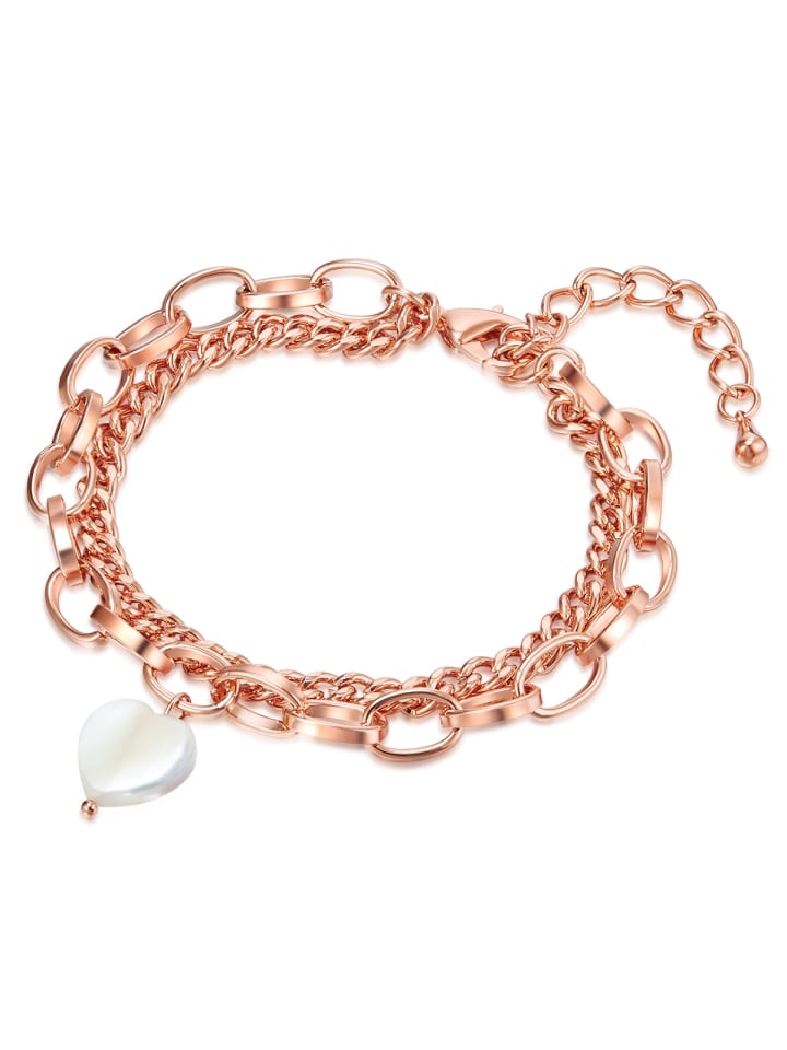 Perlen-Armband aus Messing mit Perlmutt in roségold