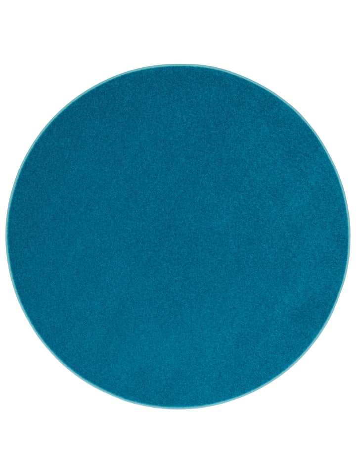 Velours-Teppich Joy Rund in petrol