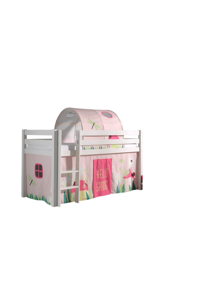 KINDERBETT Karolina 210x114x106 Massivholz Weiß Textilset Spring 2