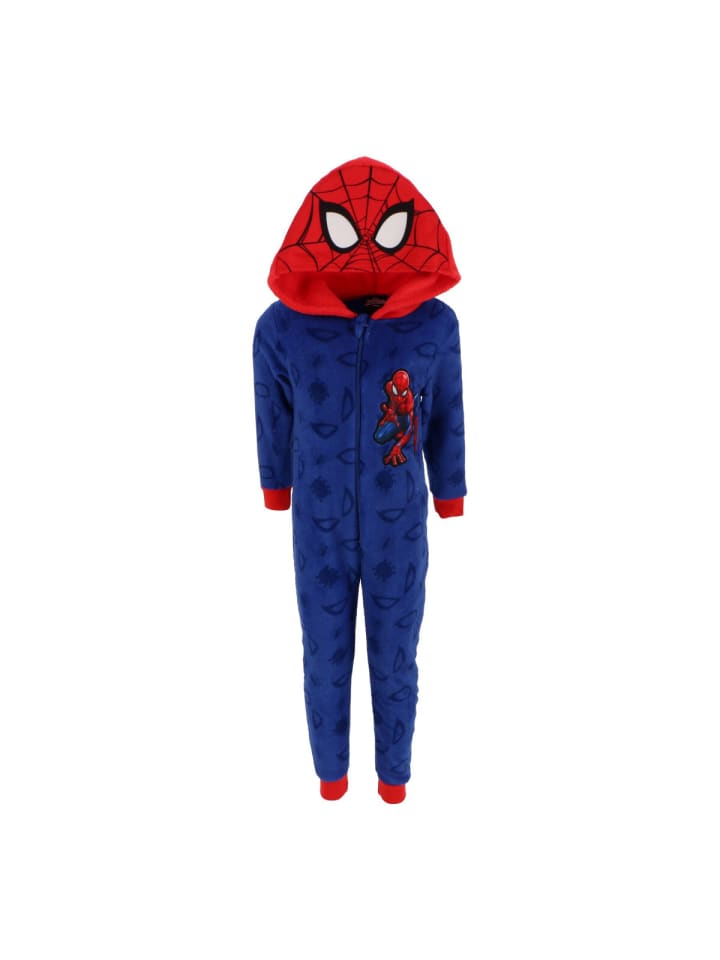 Spiderman Schlafanzug Fleece Onesie Strampler Einteiler für Kinder in Blau