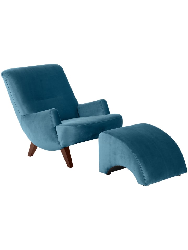 Sessel Kajsa 71x80x101 Bezug Samtvelours Buche nussbaum/petrol