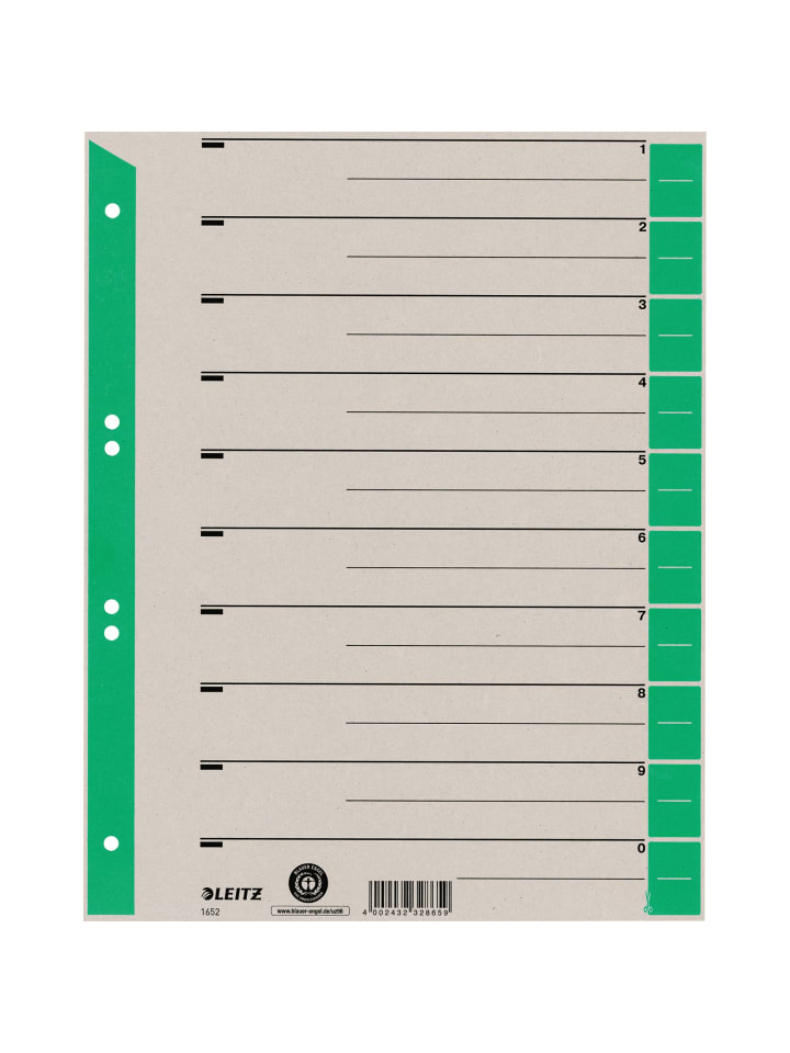 Trennblatt 16520055 DIN A4 230g Karton grün 100 Stück