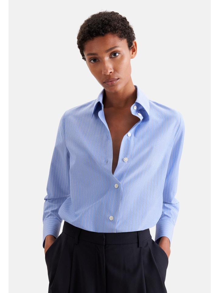 Hemdbluse Regular in Mittelblau