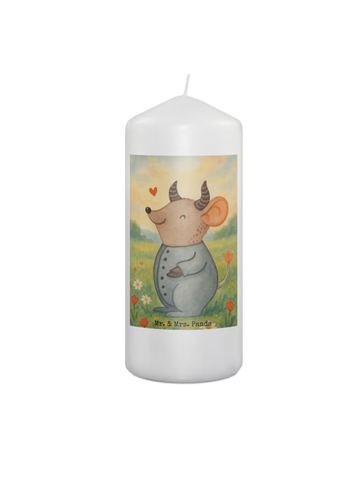 Kerze Stier Astrologie Design ohne Spruch in Weiß