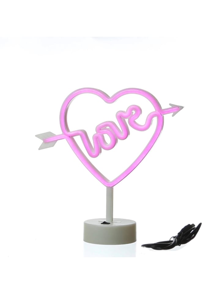 LED Neonlicht Dekofigur LOVE Herz mit Pfeil H: 25cm in pink