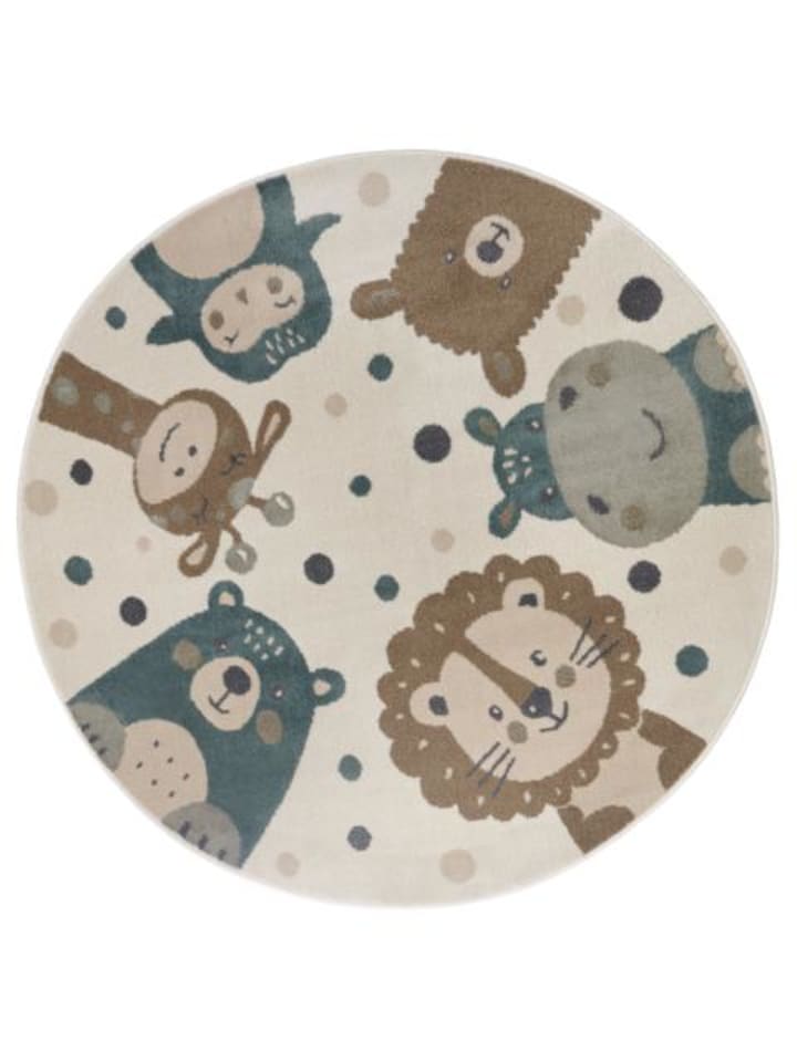 Adventures Kinderteppich Tierparty - creme, braun, blau