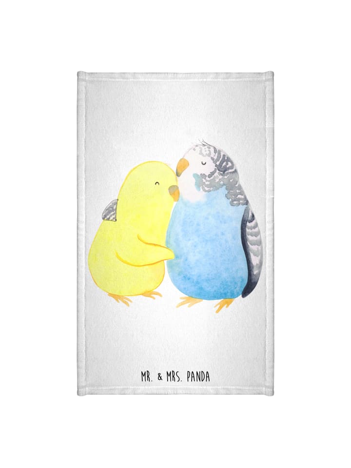 Gästehandtuch Wellensittich Liebe ohne Spruch in Weiß