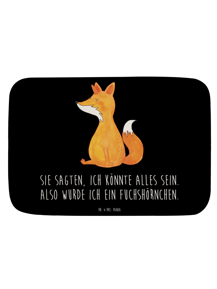 Badvorleger Einhorn Fuchs mit Spruch in Schwarz