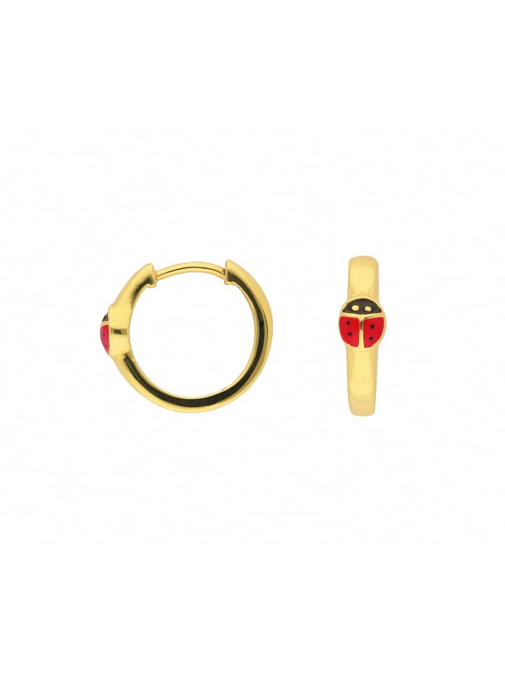 Damen 333 Gold Ohrringe / Creolen Marienkäfer Ø 14,1 mm in gold