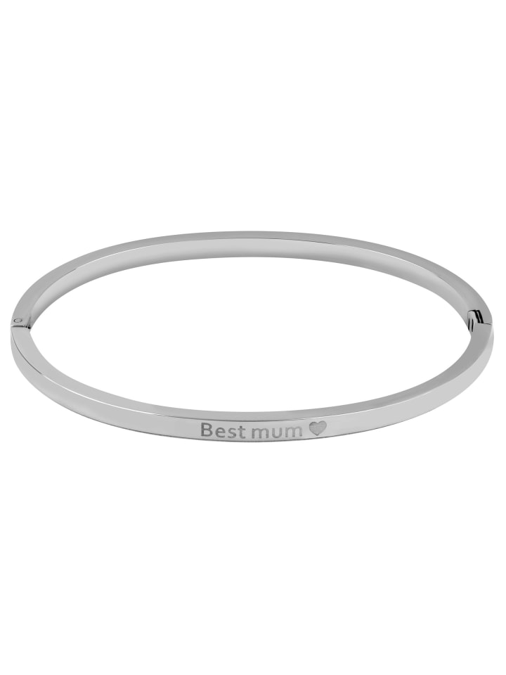Armband mit Gravur Best mum und Herzchen in Silber