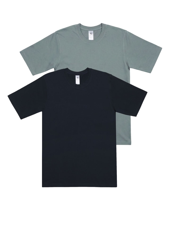 2er-Set: T-Shirt in mineral/schwarz