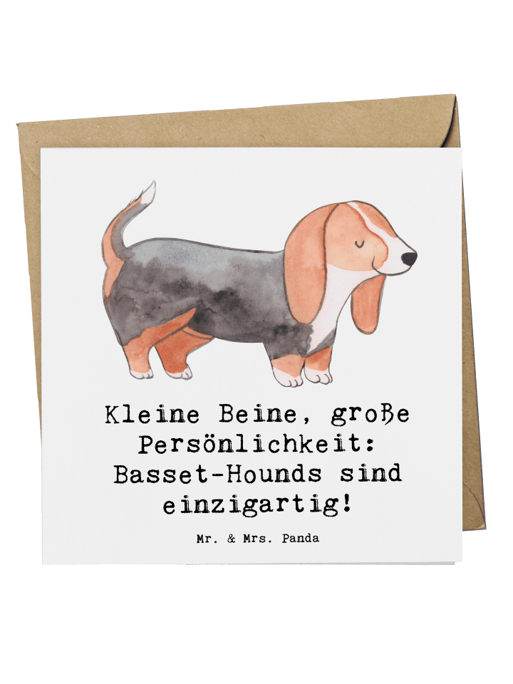 Deluxe Karte Basset Hound Persönlichkeit mit Sp... in Weiß