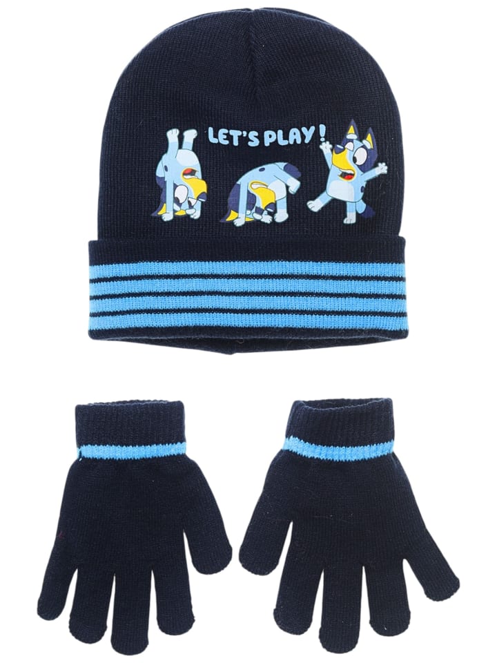2-tlg. Winter Set: Bluey Mütze & Handschuhe in Dunkelblau