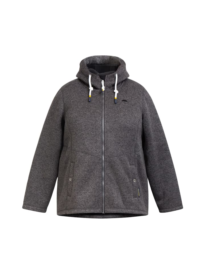 Damen Strickfleecejacke in Grau Melange