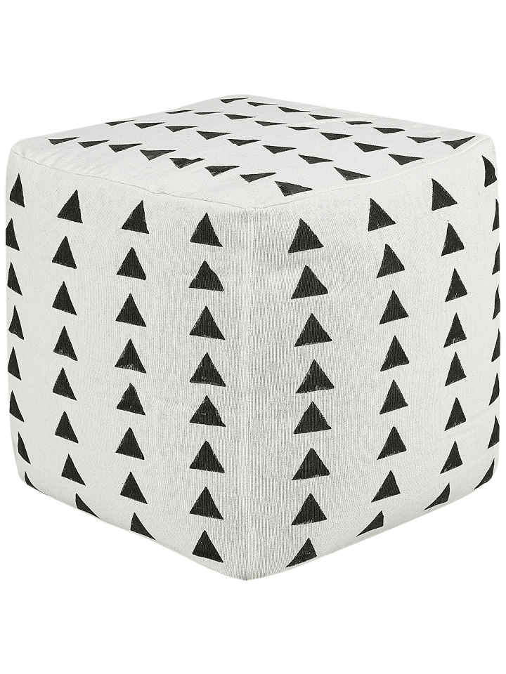 Pouf TARODI in Weiß/Schwarz - (W) 45 x (H) 45 x (L) 45 cm