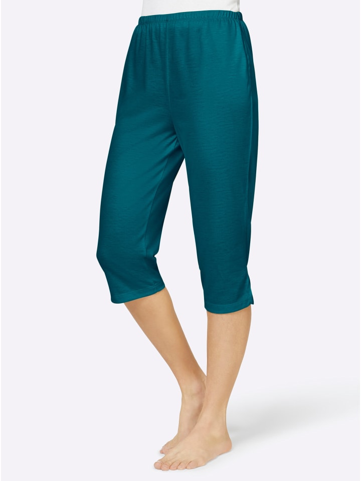 Capri-Hosen in petrol + taupe
