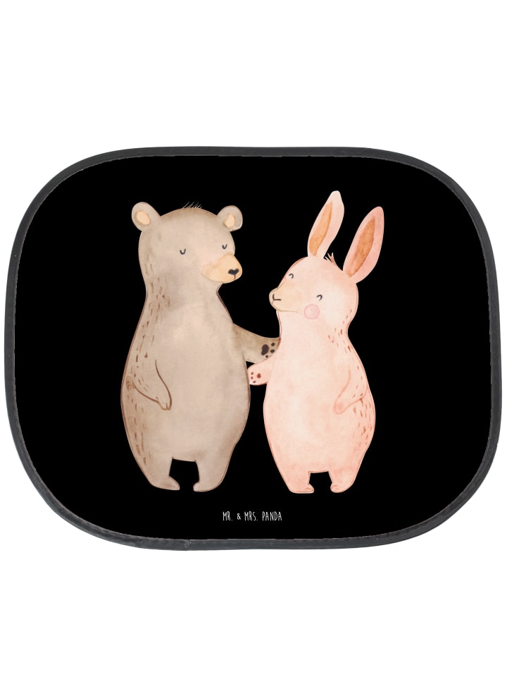 Sonnenblende Bär und Hase Umarmen ohne Spruch in Schwarz