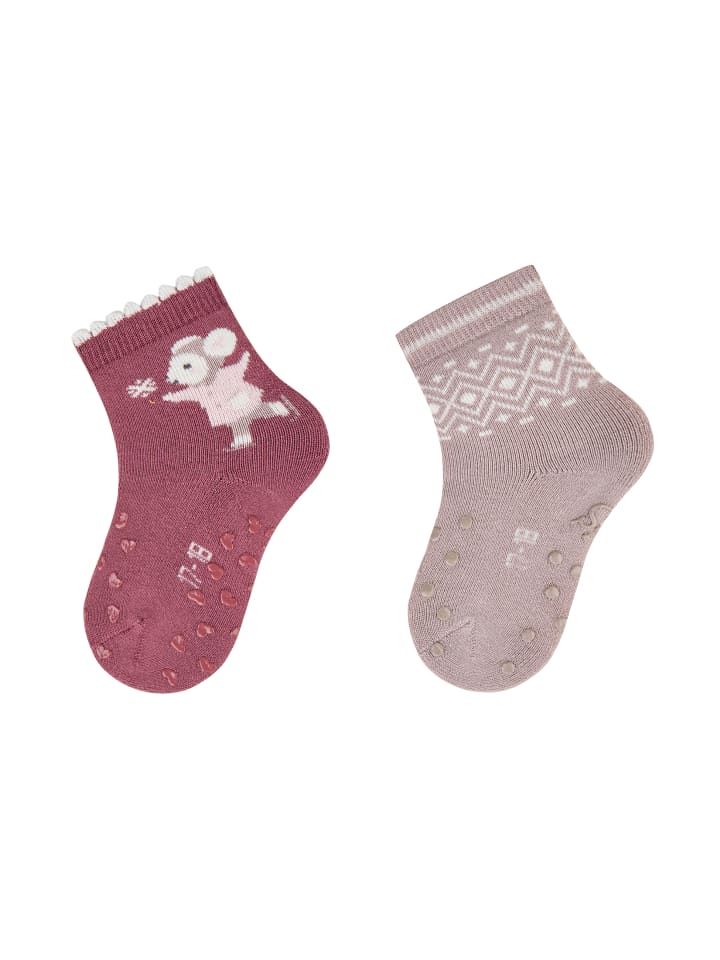 ABS Krabbelsocken 2er-Pack Norweger in taupe