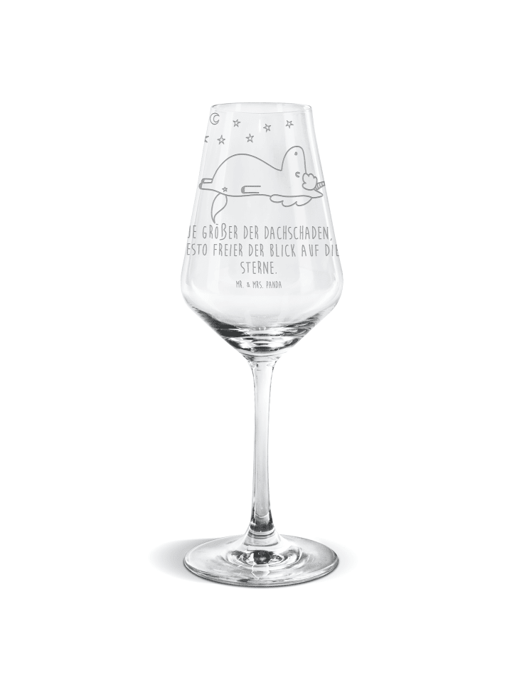 Weinglas Einhorn Sternenhimmel mit Spruch in Transparent