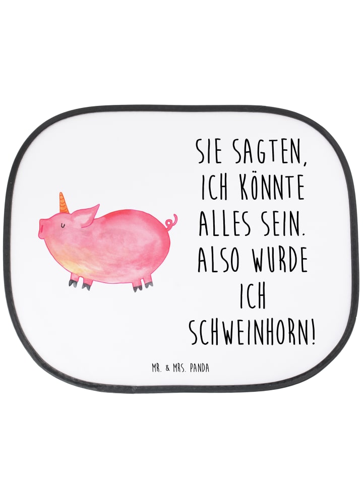 Autoscheibenschutz Einhorn Schwein mit Spruch in Weiß