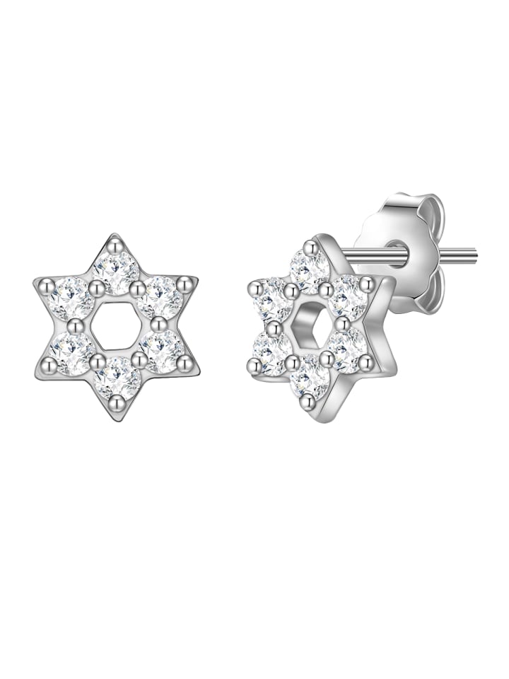 Ohrstecker Stern aus Sterling Silber mit Zirkonia in silber
