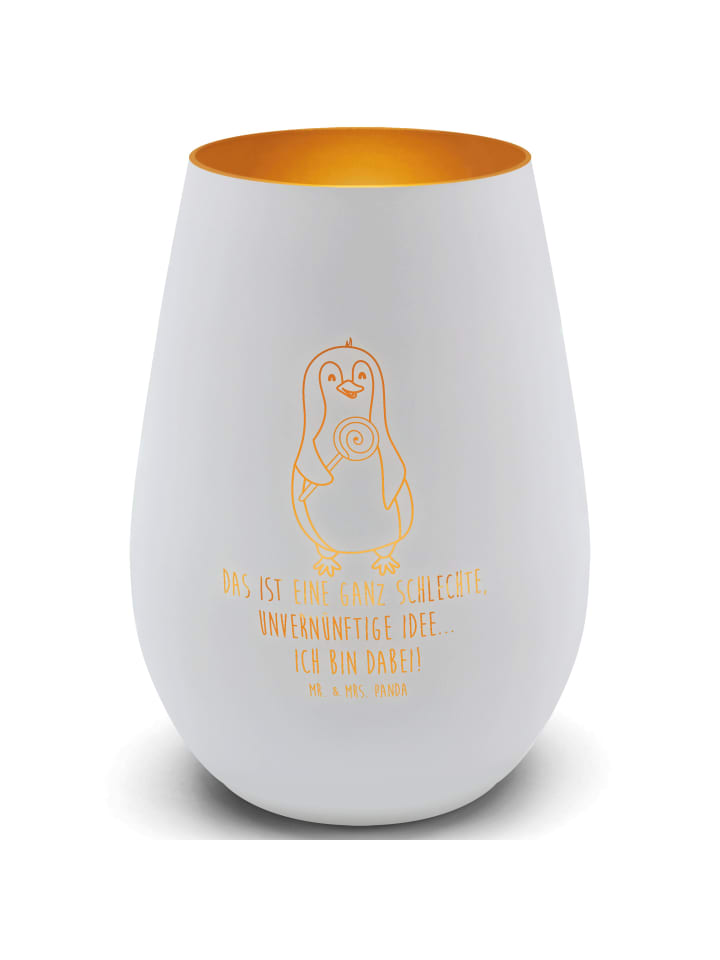 Laterne Pinguin Lolli mit Spruch in Weiß
