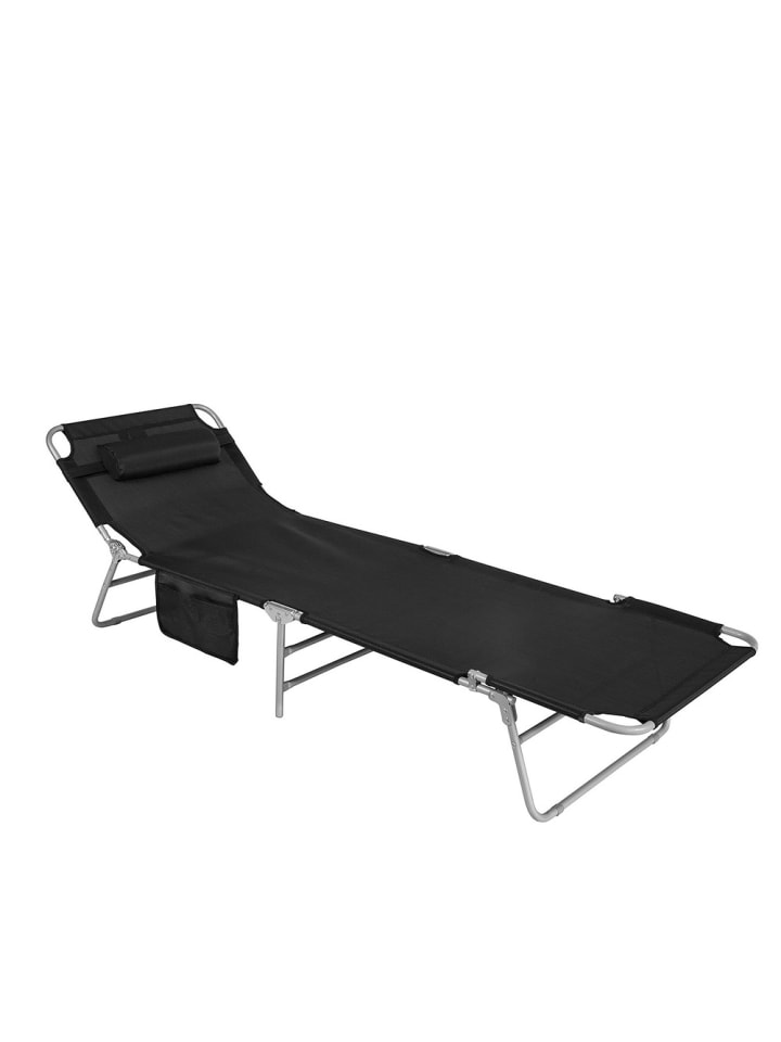 Liegestuhl in Matt-Schwarz - (W) 62 x (H) 29 x (L) 149 cm