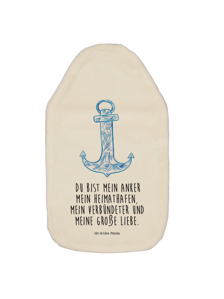 Wärmflasche Anker Blau mit Spruch in Weiß