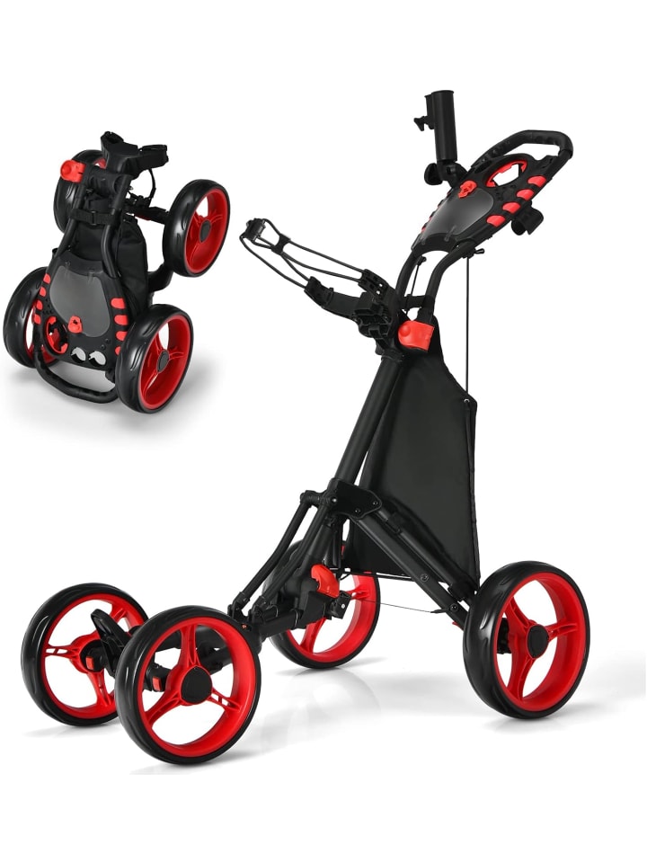 Golf Trolley 4 Rad klappbar in Rot