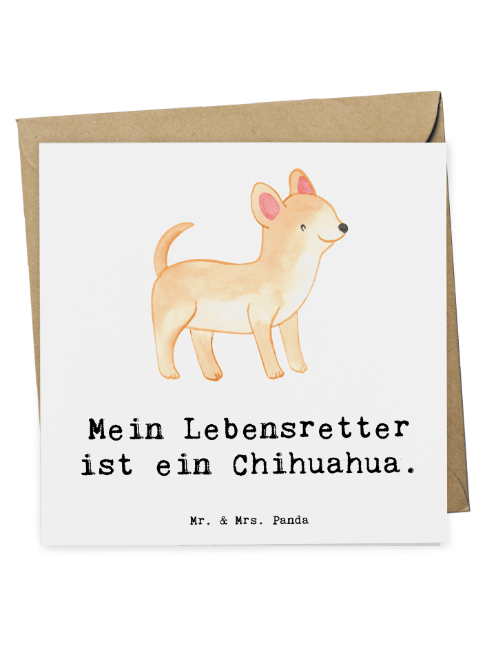 Deluxe Karte Chihuahua Lebensretter mit Spruch in Weiß