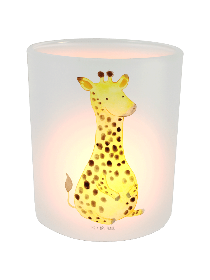 Glas Windlicht Giraffe Zufrieden ohne Spruch in Transparent