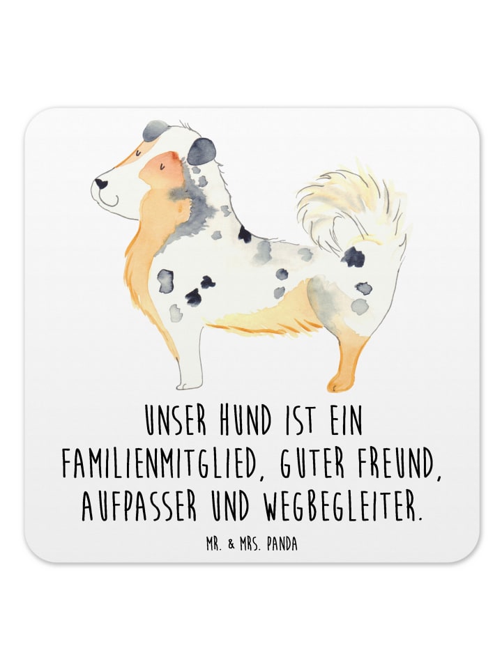 Bierdeckel Hund Australien Shepherd mit Spruch in Weiß
