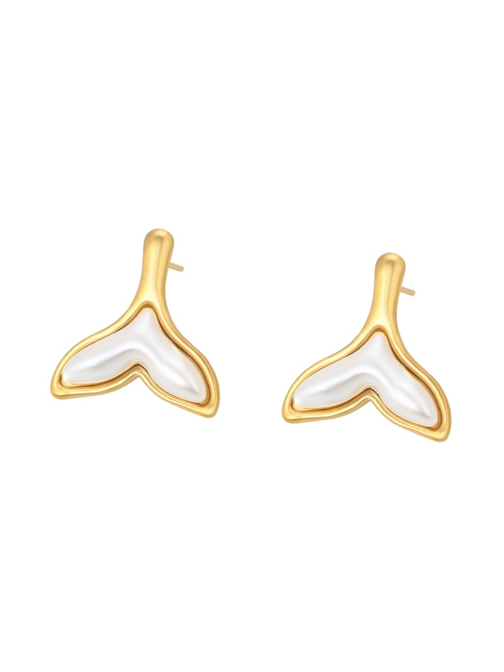 Women Earrings in Gold With White