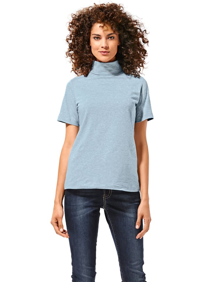 Rollkragen-Shirt in bleu
