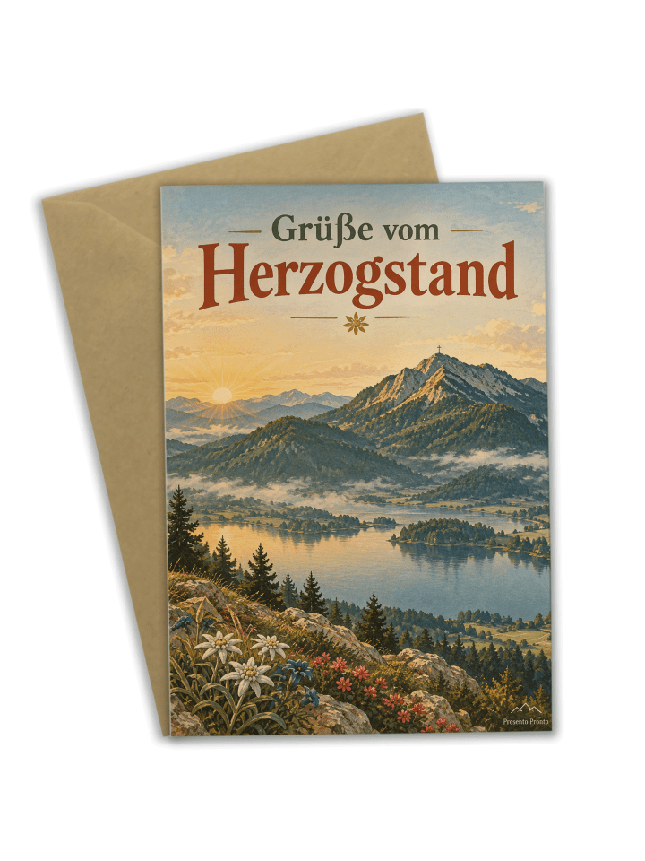 Glückwunschkarte Herzogstand nostalgisch Design... in Weiß