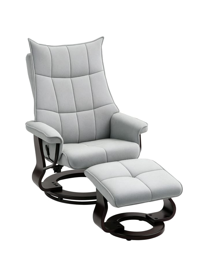 Relaxsessel mit Hocker in Grau 81L x 87B x 113H cm