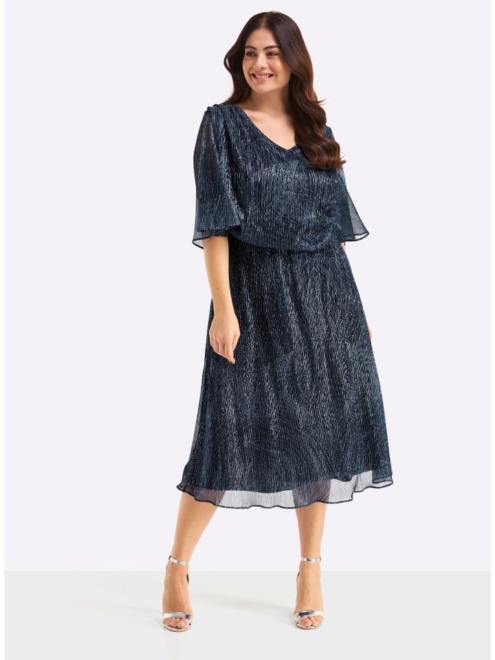 Chiffonkleid in tiefblau-bleu-gemustert