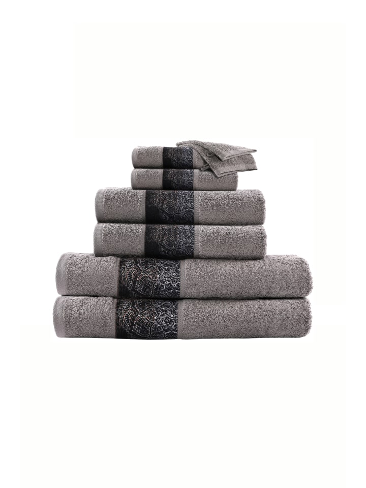 Handtuch Medley 125 8er-Set in grau - blau