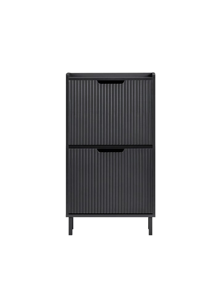 Schuhschrank in Matt-Schwarz - (W) 19 x (H) 90 x (L) 50 cm