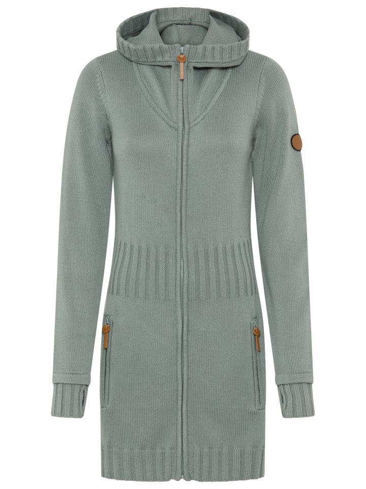 Kapuzenstrickjacke in salbei