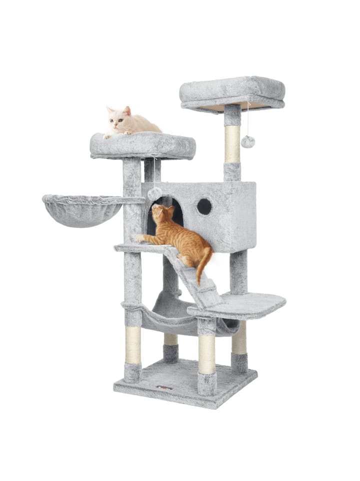 Katzenbaum Clawfy in Ombré-Grau-Weiß - (B)50 x (H)135 x (T)50 cm