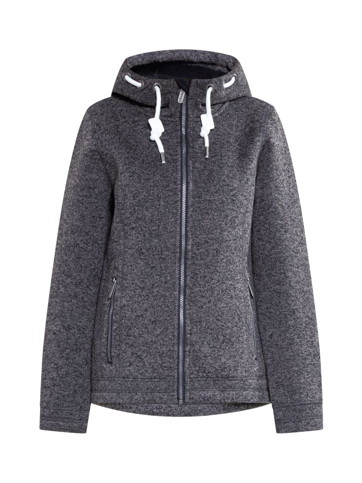 Damen Strickfleecejacke in Grau Melange