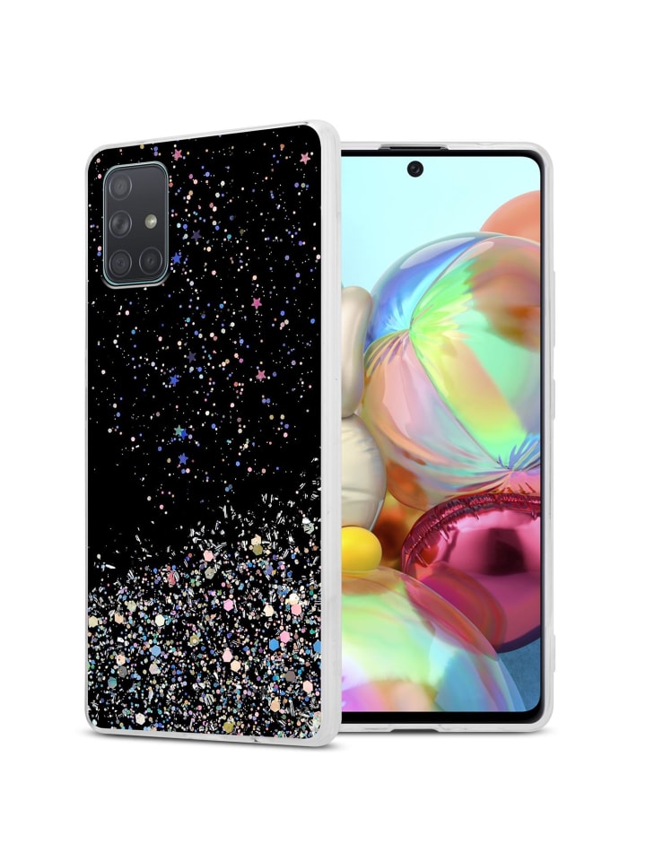 Hülle für Samsung Galaxy A71 5G Glitter in Schwarz mit Glitter