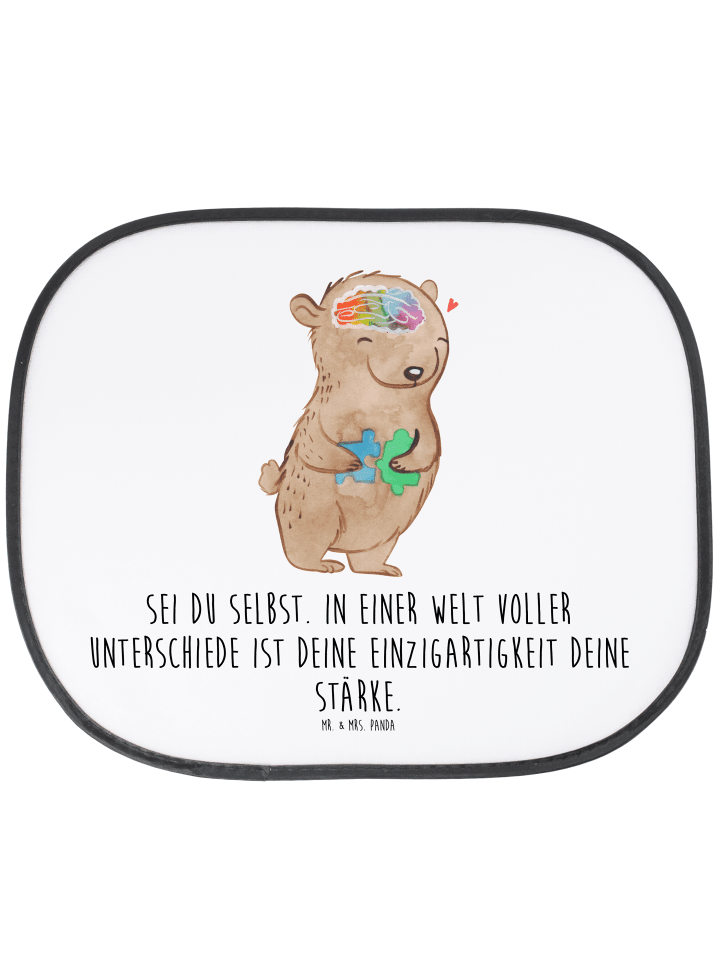 Sonnenschutz Auto Bär Autismus mit Spruch in Weiß