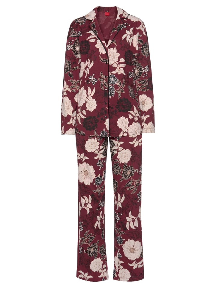 Pyjama in bordeaux-geblümt