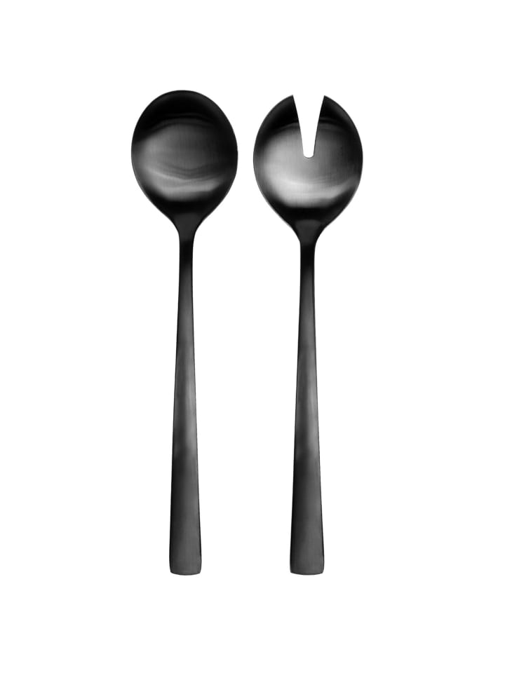 Salatbesteck 2er-Set Edelstahl 18/0 Salatgabel Servierlöffel in Schwarz matt